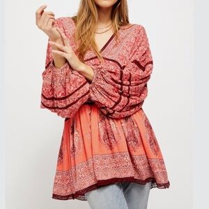 NWT Free People Bohemian Scarf Print Tunic Top or Dress XS
